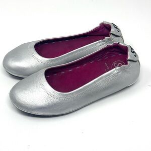 Soto Massini Milano Ballet Flats Silver Leather Comfort Shoes Women’s Sz 6-7